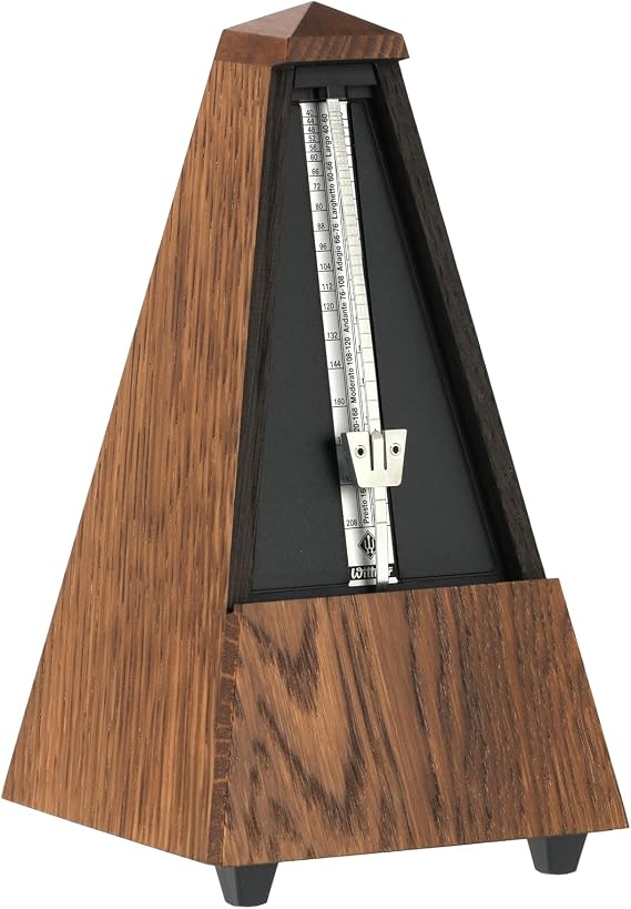 Wittner Metronome Taktell Pyramid Shape System Maelzel Series 800 - Solid wood casing - Without bell - Matte brown oak - Mechanically wound - No batteries required - Made in Germany
