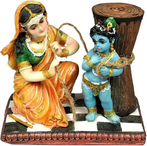 Sweet Damodar Yashoda Krishna Statue 5" Hindu God Idol Golu Doll