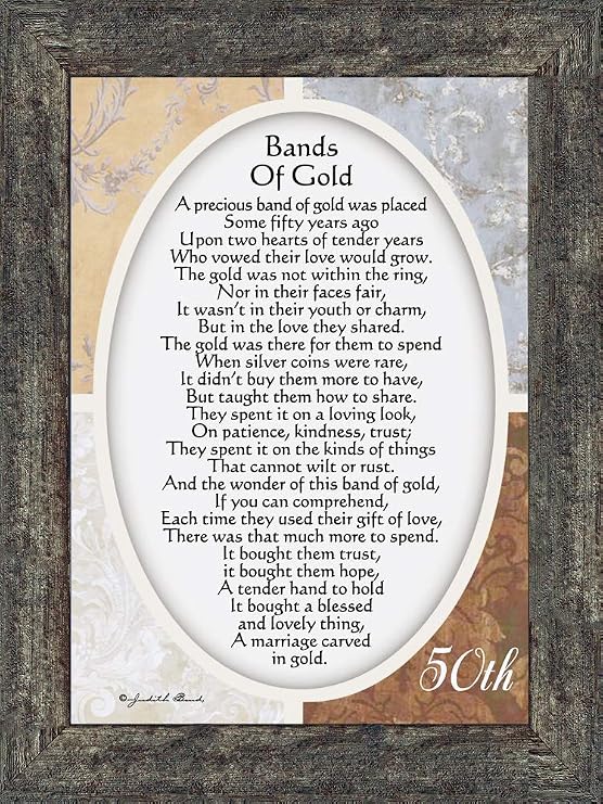 Vintage Bands of Gold, Poem Celebrating a Couples 50th Anniversary, 7x9 77979BW