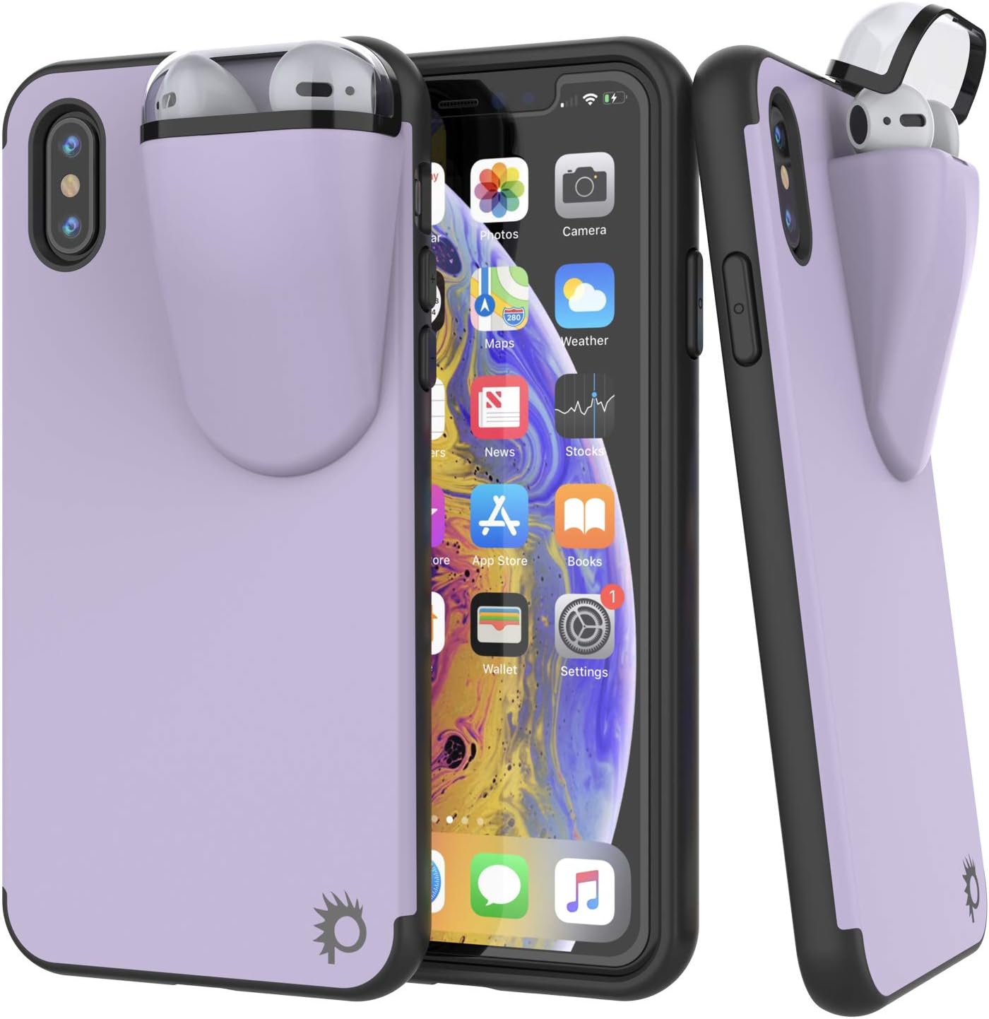 Punkcase iPhone X Airpods Case Holder (TopPods Series) | Slim & Durable 2 in 1 Cover Designed for iPhone X (5.8") | Protects Your Phone & Stores Your AirPods Gen. 1 & 2 [Red]