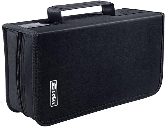 Siveit DVD Case Holder, CD/DVD Case Wallet Binder Holder 160 Capacity CD DVD Cases Organizer Portable CD Binder Wallet for Home Travel (Black binder, Black)