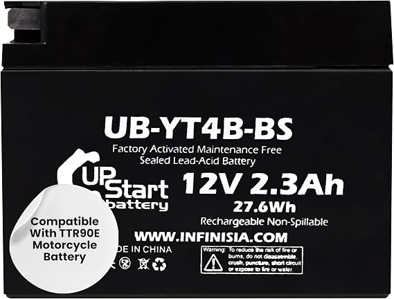YT4B-BS 12V 2.3Ah Replacement For Yamaha TTR 90 Battery - Compatible with Yamaha TTR90 Motorcycle Battery 90cc 2003 2004 2005 2006 2007 TTR90E AGM SLA Batteries Parts YT4B