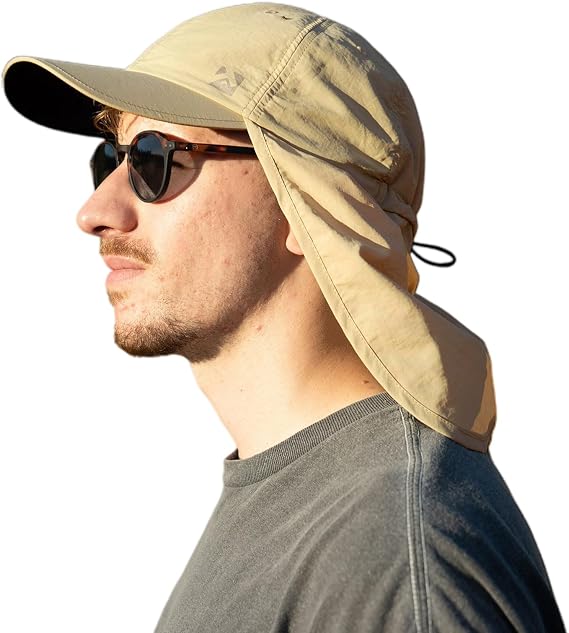 TOP-EX L/XL/XXL UV50+ Waterproof Neck Flap Baseball Sun Cap | Large-head fit; UPF 50+ ear and neck coverage; waterproof shell; adjustable drawcord for fishing, hiking and outdoor work