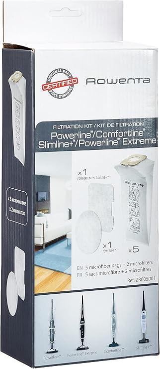 Rowenta ZR005001 5 Bags Wrapping Paper with 2 Filters for Powerline Eco