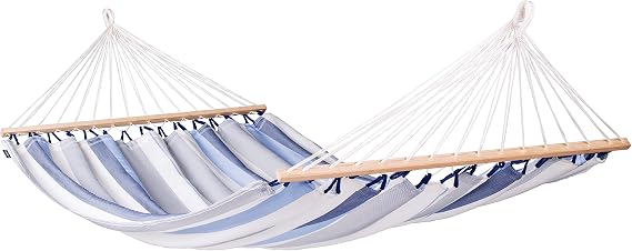 La Siesta Alisio Hammock with Spreader Bar - Weatherproof Outdoor Hammock, Outside Fabric Tree Hammock 2 Person Hammock -Max 355lbs, Double, Sea Salt