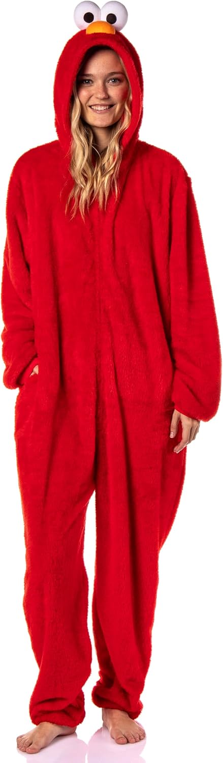 Sesame Street Character Union Suit Kigurumi Hooded One Piece Footless Fleece Pajama