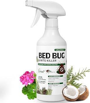 Natural Bed Bug Spray, Non-Toxic 16oz Sprayer, Plant-Based Bedbug & Dust Mite Repellent, Safe for Family & Pets, Fast-Acting Treatment Kills Bed Bugs, Mites