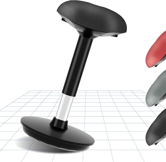 FLEXISPOT Ergonomic Desk Stool for Office, Height Adjustable Wobble Stool with Swivel, Active Sitting Balance Chair for Home Office, Posture Support & Core Strength, Black