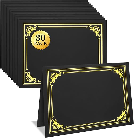 30 Packs Certificate Holders, Black Certificate Covers, Diploma Holders