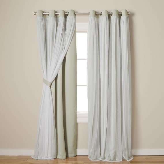 Exclusive Home Curtains Catarina karartma perdesi, çok katmanlı, karartıcı, üstte halkalı, 1 çift, 52 x 120 cm, kum rengi