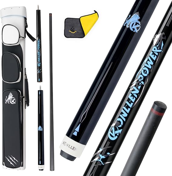 KONLLEN Heavy Hitter Carbon Fiber Jump Break Cue, 3-Piece | 13mm phenolic tip, Uni-Loc joint, 58 in, 1920oz, built for break and jump shots