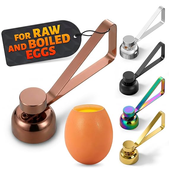 Egg Cracker Tool for Raw Eggs, Pull-and-Release Topper (Copper)