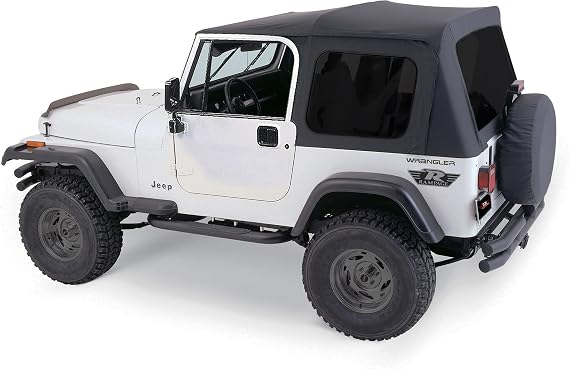 RAMPAGE PRODUCTS Complete Soft Top for Jeep Wrangler/CJ | Tinted Windows, Includes Frame & Hardware, Vinyl, Black Diamond | 68035 | Fits 1979-1986 Jeep CJ7 / 1987-1995 Wrangler YJ