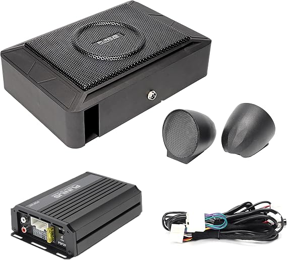 PLINIUS PDF-21 Package 6.5" Slim Under-Seat Active Powered Car/Truck Subwoofer Sub Car Subwoofer+Amp+2.5 inch Speakers