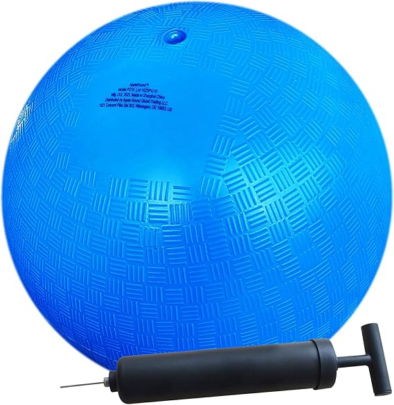 AppleRound 8.5 Inch Playground Ball with Air Pump, Pack of 1 Ball with 1 Pump, Official Size for Dodge Ball, Handball, Camps and Schools (Blue)