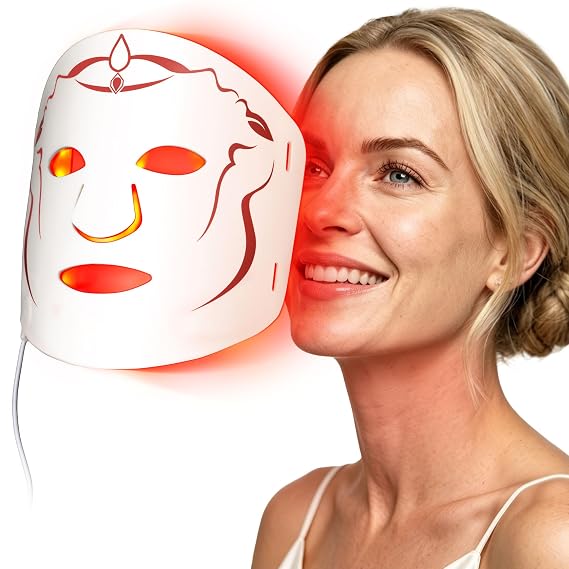 Red Light Therapy Mask for Face, LED Face Mask Light Therapy for Anti-wrinkle, Acne with Red Light,Blue Light, Skincare Gift for Women Wife Mom,Auto 10 Minutes
