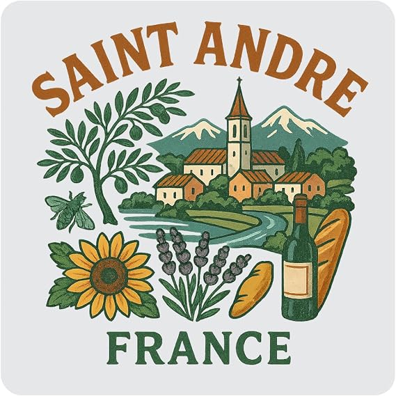 Saint Andre France Souvenir 4-Pack Acrylic Coaster 4" Durable Drink Coaster Keepsake Gift