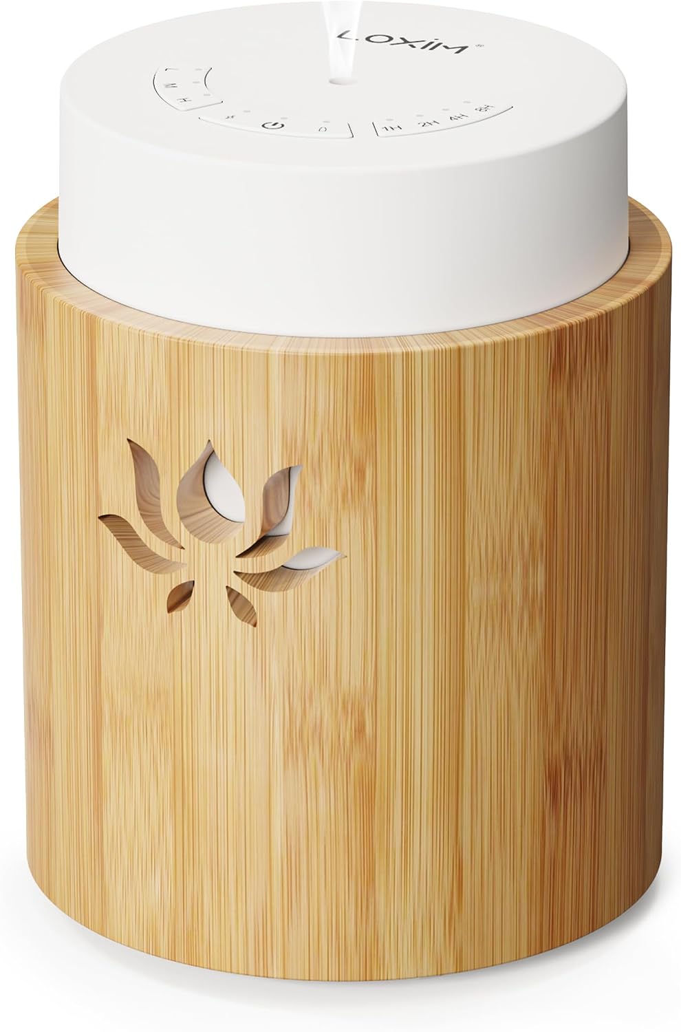 LOXIM Aroma Diffuser, Aroma Lamp, Night Light, Natural Bamboo, No Water, Nebulizer Type, Cordless, Silent, Stylish, Rechargeable, Aroma Oil 0.3 fl oz 10 ml  0.5 fl oz 10 ml  15 ml, 3 Interval