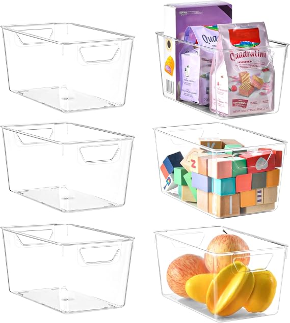 Stebopum 6 Pack Plastic Storage Box for Kitchen Cupboard Organiser