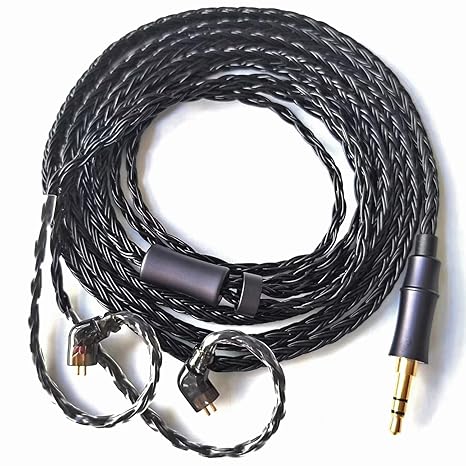 IEM Upgrade Cable, 16 Core Silver Plated Earphone Upgraded Cords, QDC-C Pin 1.5m in Ear Monitor Cable for KZ ZS10 ZSN PRO AS16 CCA CRA C12(Recessed 2pin 3.5mm 4.9ft) Black