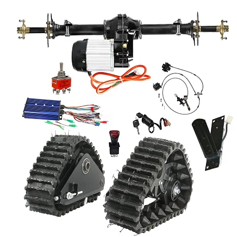 72V 1500W Rear Axle Differential Motor Kit with Snow Sand Tracks, Brake System, Pedal & Controller for ATV UTV Go Kart Golf Cart Buggy Quad Drift Trike 4 Wheeler Lawn Mower (30inch)