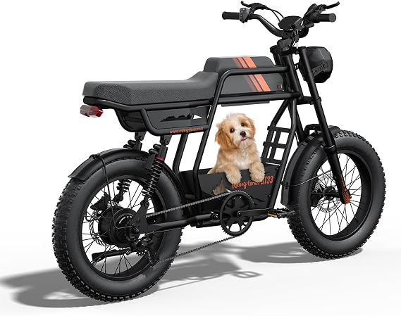 Bootime 2000W Electric Dirt Bike with Basket for Adults, 20" Fat Tire Electric Dirt Bike, Single Battery Removable(48V/27Ah), Max 58 Miles Ranges, Top Speed 34Mph, Electric Scooter with Basket