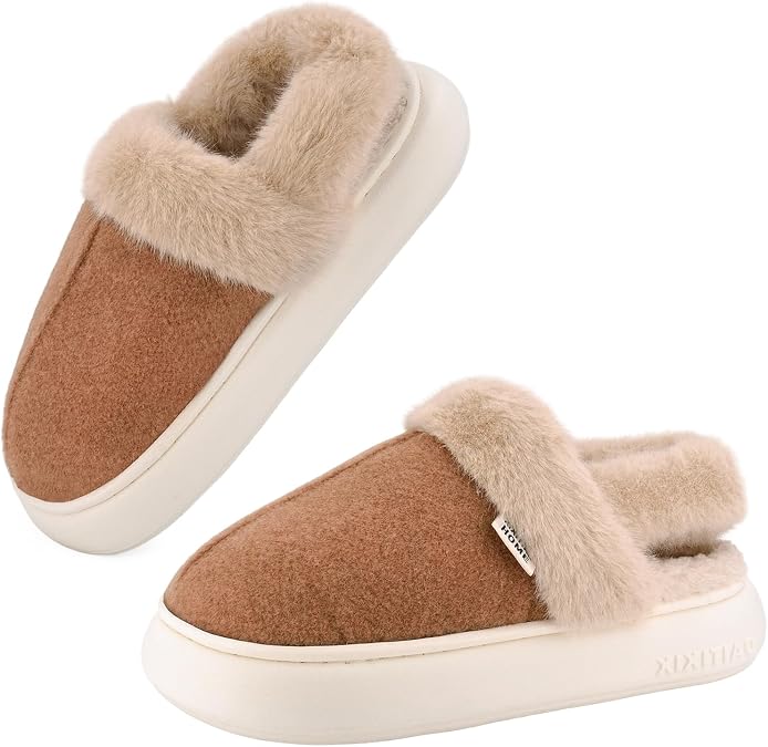 Womens Fuzzy Slippers - House Slippers for Woman, Memory Foam Cozy Indoor/Outdoor Bedroom Shoes