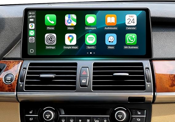 12.3in Android Stereo for BMW X5 E70 X6 E71 11-13 CIC CarPlay Auto | CIC System Only (No CCC), 2400x900 Anti-Glare Screen, 4G+64GB ROM, Retains Factory iDrive Knob, Split-Screen Luxury GPS