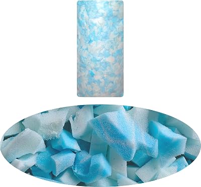Bean Bag Filler, 5 Pounds Comfortable and Soft Shredded Memory Foam Filling with Gel, Blue & White BeanBag Stuffing for Various PillowsPunching BagCouch CushionsPoufDog Bed