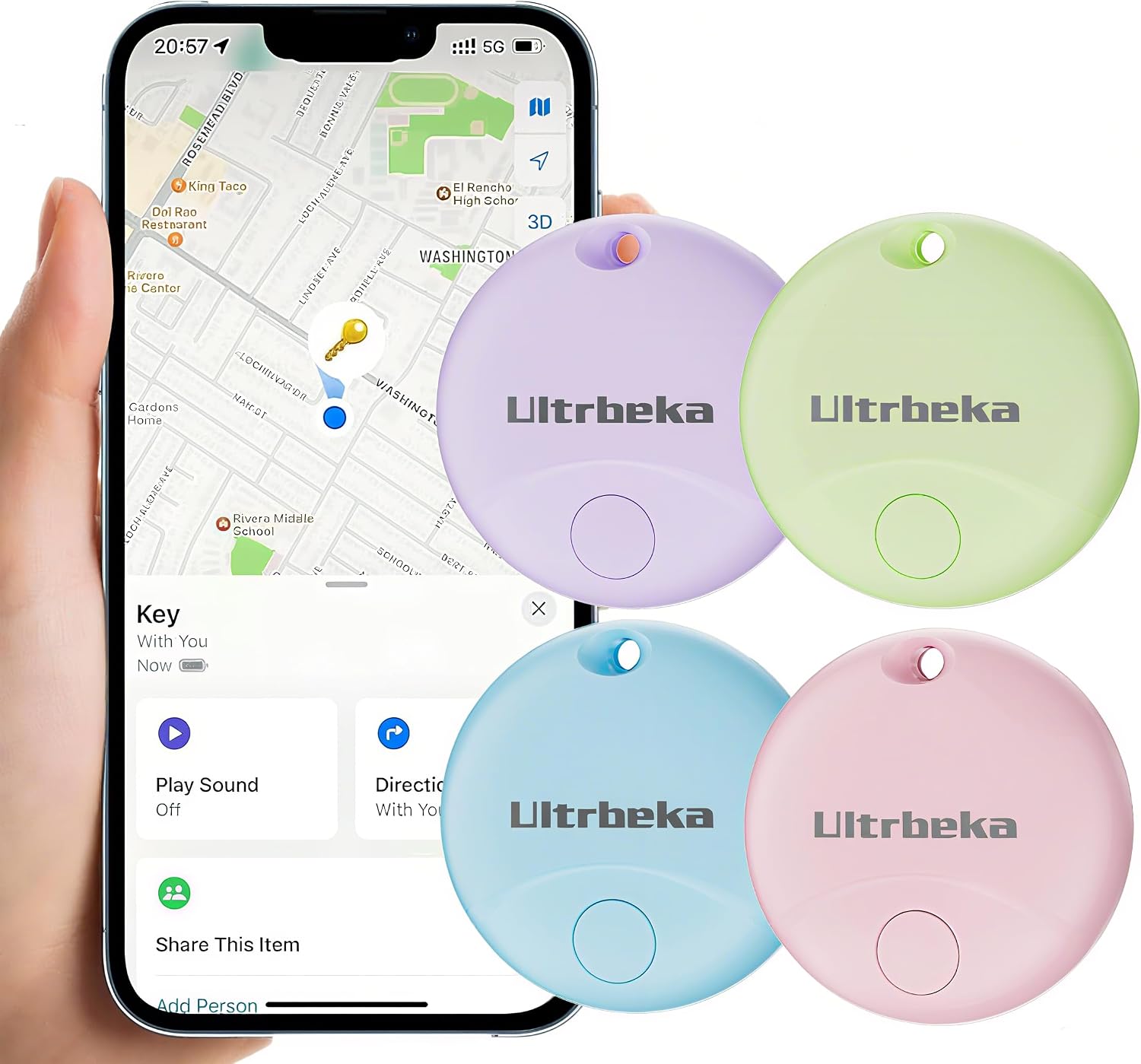 Tracker Air Tag 4 Pack for Apple Find My iOS Only, Bluetooth Tracker with Ultra-Thin Design, Key Finder for Wallet, Luggage, Backpack, Waterproof Anti-Lost [Apple MFi Certified] - 4 Colors
