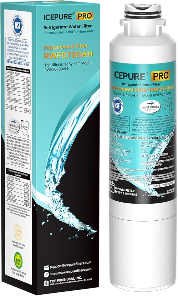 ICEPURE PRO DA29-00020B NSF401&53&42 Samsung Refrigerator Water Filter, Replacement for DA29-00020B-1, DA29-00020A/B, HAF-CIN/EXP, RF25HMEDBSR, RF28HMEDBSR, RS25J500DSR, More Models, 1PACK