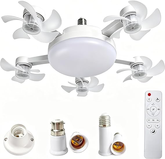 Socket Fan Light with Remote, Ceiling Fan with Lights E26/B22 Screw,
