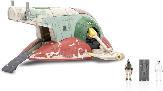 Star Wars Micro Galaxy Squadron Boba Fett Spaceship Ep 5 - 7" Vehicle with Flight Display Stand and 3 1" Micro-Figure Accessories