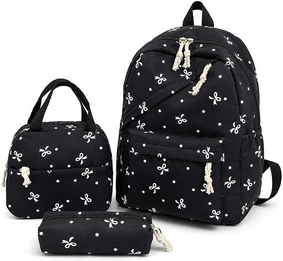3PCS Bow School Bag Set, Bow Bag, Girls Backpack for Commute Travel