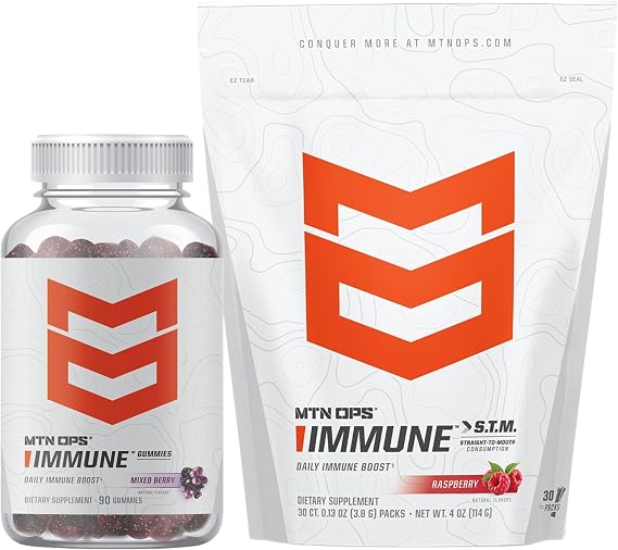 MTN OPS Immune Gummmies + Immune STM Raspberry Bundle