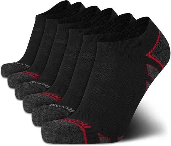 Reebok Mens Low Cut Socks Moisture Wicking Cushioned Athletic Socks, 6 Pack | Stretch Performance, Reinforced Heel & Toe, Arch Support, Low Cut No Show, Shoe Size 6-12.5