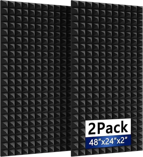2Pack Sound Proof Foam Panels |48"24"2" Quick-Recovery Soundproof Wall Panels | High Density Sound Dampening Panels for Home Studio