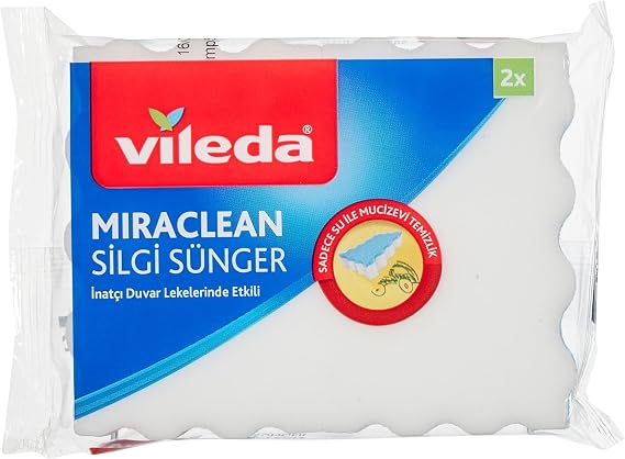 Vileda 169072 Miraclean Silgi Sünger 2'li, Beyaz, Düz