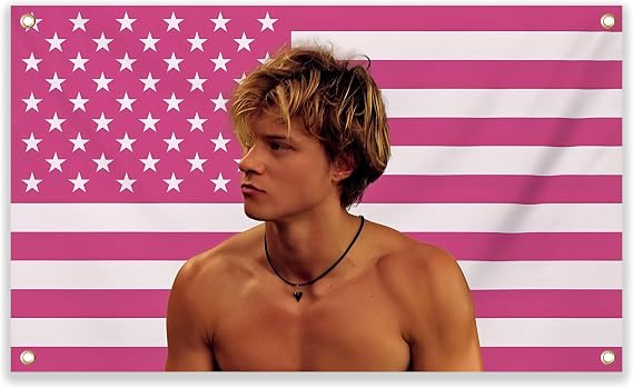 JJ Maybank Flag Tapestry pink american flag Poster Wall Hanging Banner Art Aesthetic Poster For Dorm Bedroom Living Room Office Party Decor 60"x36" Style 1