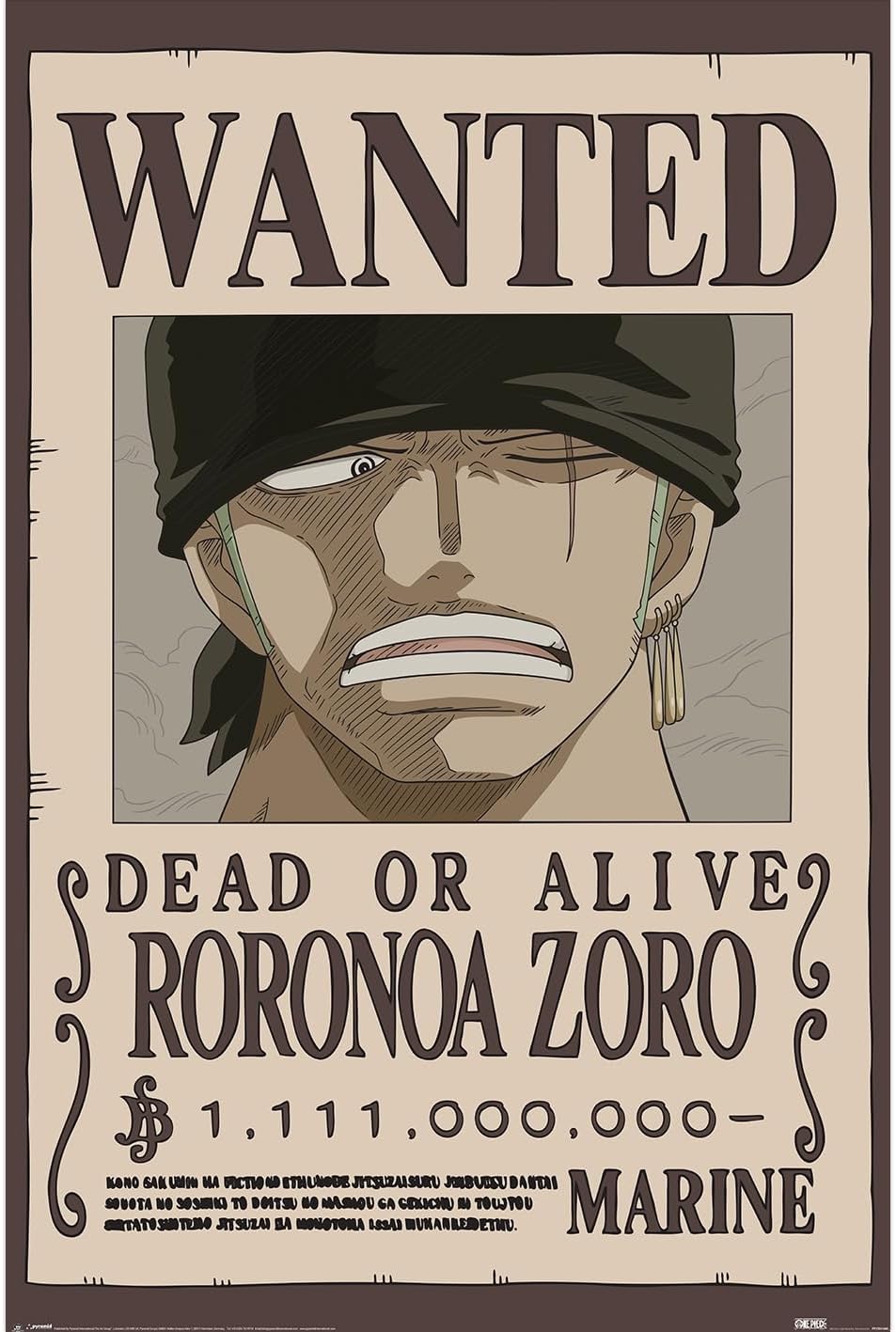 Pyramid International One Piece Wanted Zoro Duvar Posteri 90 x 60 cm