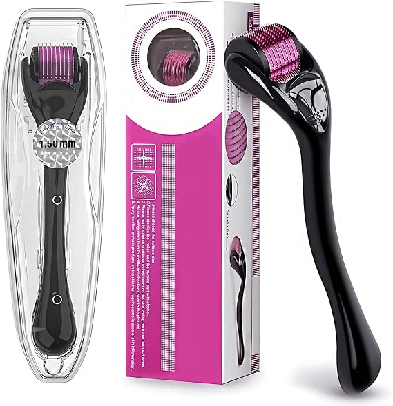 Derma Roller 1.5mm with 540 titanium microneedles is a powerful microneedling tool for both men and women, designed to stimulate hair growth, fade scars and stretch marks, and rejuvenate dull skin