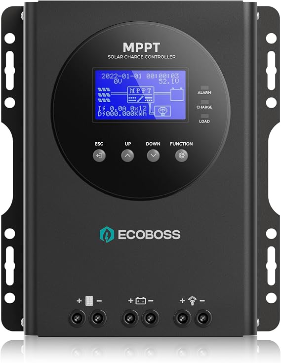 60A MPPT Solar Charge Controller 12V/24V/36V/48V Auto, Max 150V PV Input, LCD Display, Adjustable Parameter Solar Panel Regulator for Lithium, Gel, Flooded Battery