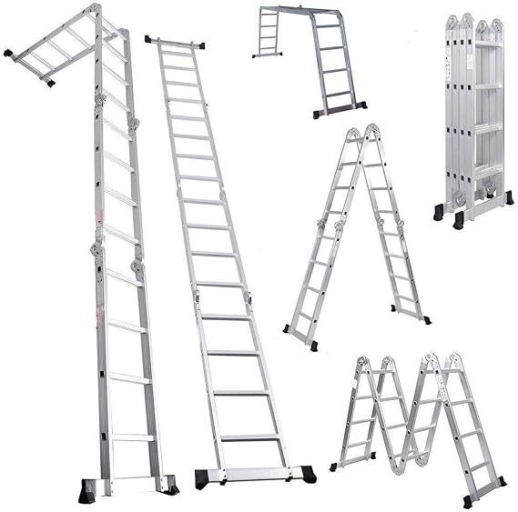 4.7M Multi-purpose Ladder Foldable Ladder Aluminum Step Ladder 14 in 1 Combination Ladder with Platform Lightweight