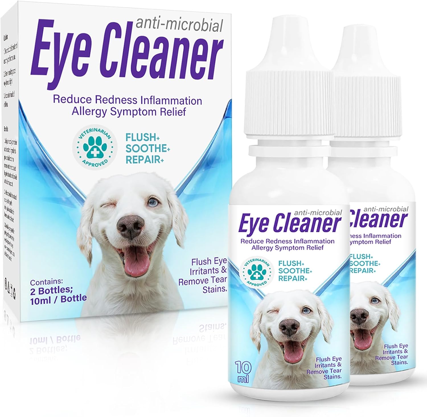 HAPIPET Dog Eye Drops, Dog Eye Infection Treatment, Dog Eye Cleaner Cataract Eye Drops for Dogs - Relieve Red Eyes & Allergy Symptoms & Removing Eye Stains