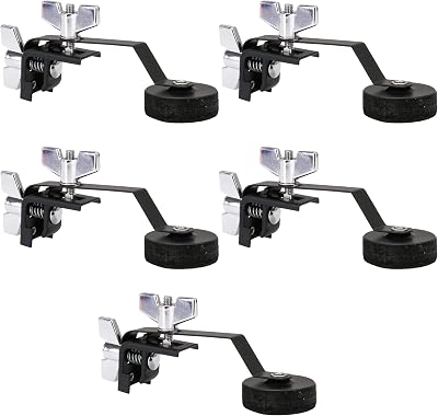 Drum-Damper-Mute-Silencer, Black Clamp-on Tone Control for Vintage & Modern-Snares-Tom-Drum-Accessories by Emptty 5PCS