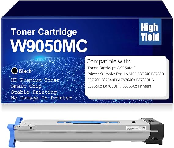 W9050MC W9051MC W9052MC W9053MC Toner Cartridge Compatible High Yield for Hp MFP E87640 E87650 E87660 E87640DN E87640z E87650DN E87650z E87660DN E87660z,W9050MC-Black