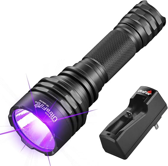 ULTRAFIRE 395nm Black Light UV Flashlight 10W Super Power LED Blacklight for Pet Urine Detection,Resin Curing,Minerals,Scorpion,Rockhounding,Yooperlites WF-509UVN UV Lights