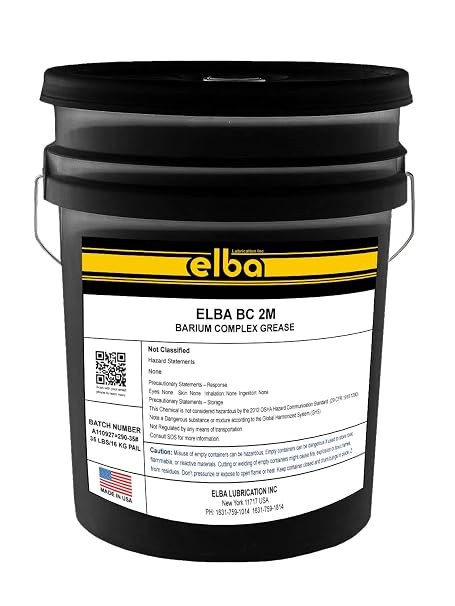 ELBA BC 2/M | Barium Complex Grease | NLGI 2 | MOSITURE and Humidity Resistance Cross Reference to Kluber STABURAGS 30, 12, 8EP. Made in USA. 35 LBS Pail