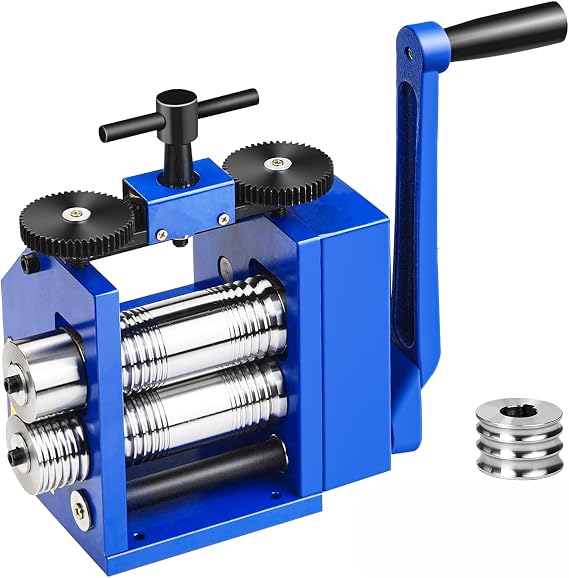 Manual Rolling Mill Machine, Manual Combination Rolling Mill 40mm, Jewellery Press Tabletting Tool for Metal Stretching, Wire Shaping, Printing Embossing Patterns Textures