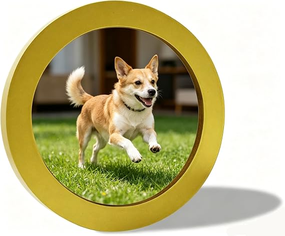 alfyng 10 Inch Round Photo Frame Wooden Wall Hanging Picture Frames Gold | Circle DIY Display Photoes Frame for Home Office Living Room Wall Wedding Holiday Birthday Decor